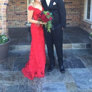 Red Lace Prom Dress Size 0